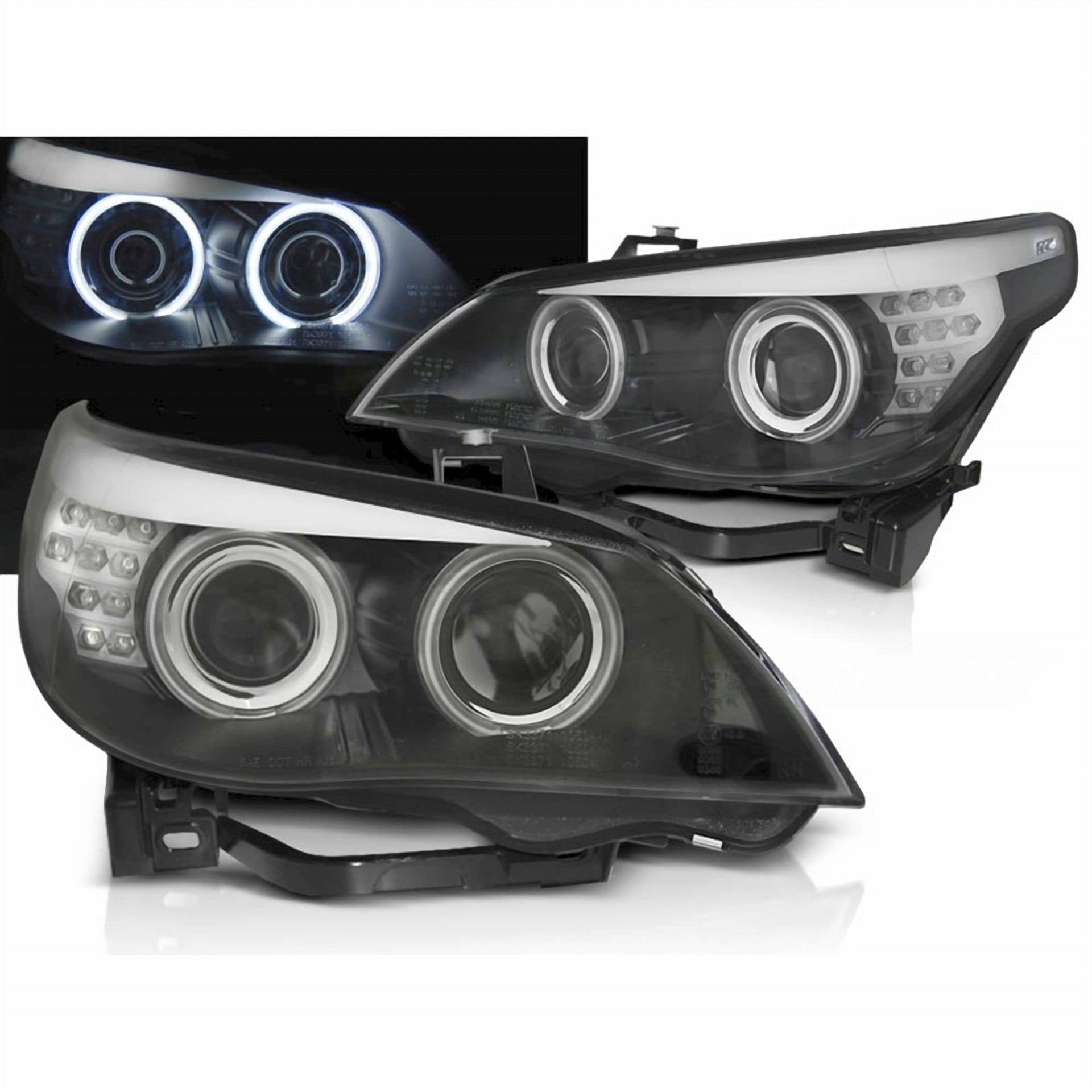 Angel Eyes Scheinwerfer Set CCFL schwarz LED für BMW E60/E61 2003-2007 von CR-Lights