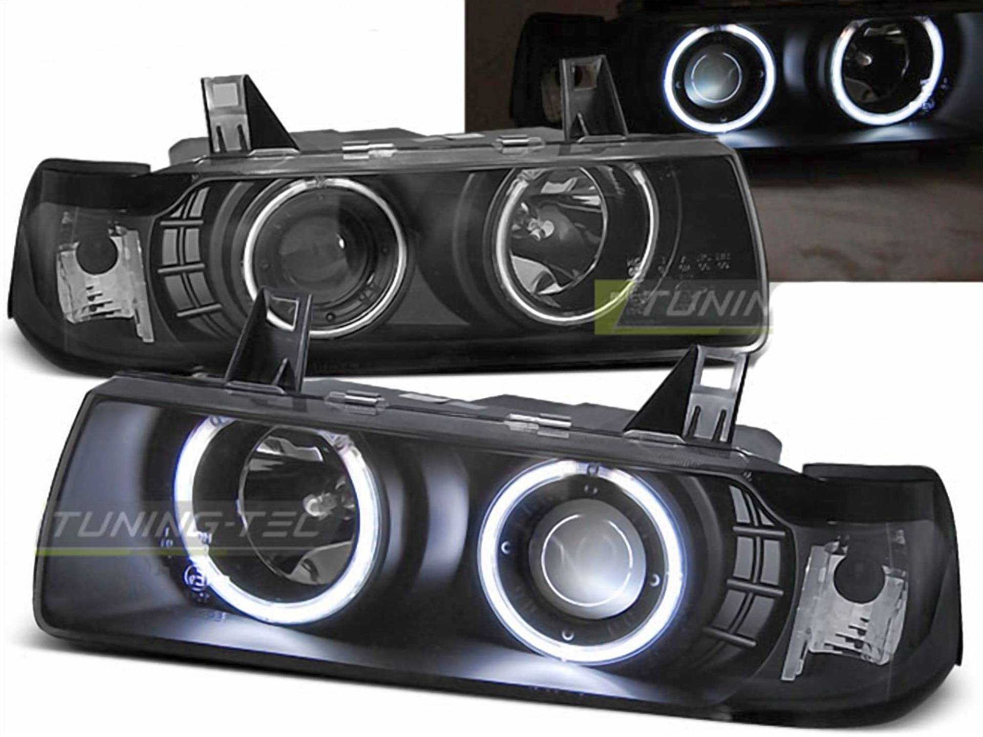 CCFL Angel Eyes Scheinwerfer Set in schwarz für BMW 3er E36 Coupe Cabrio von CR-Lights