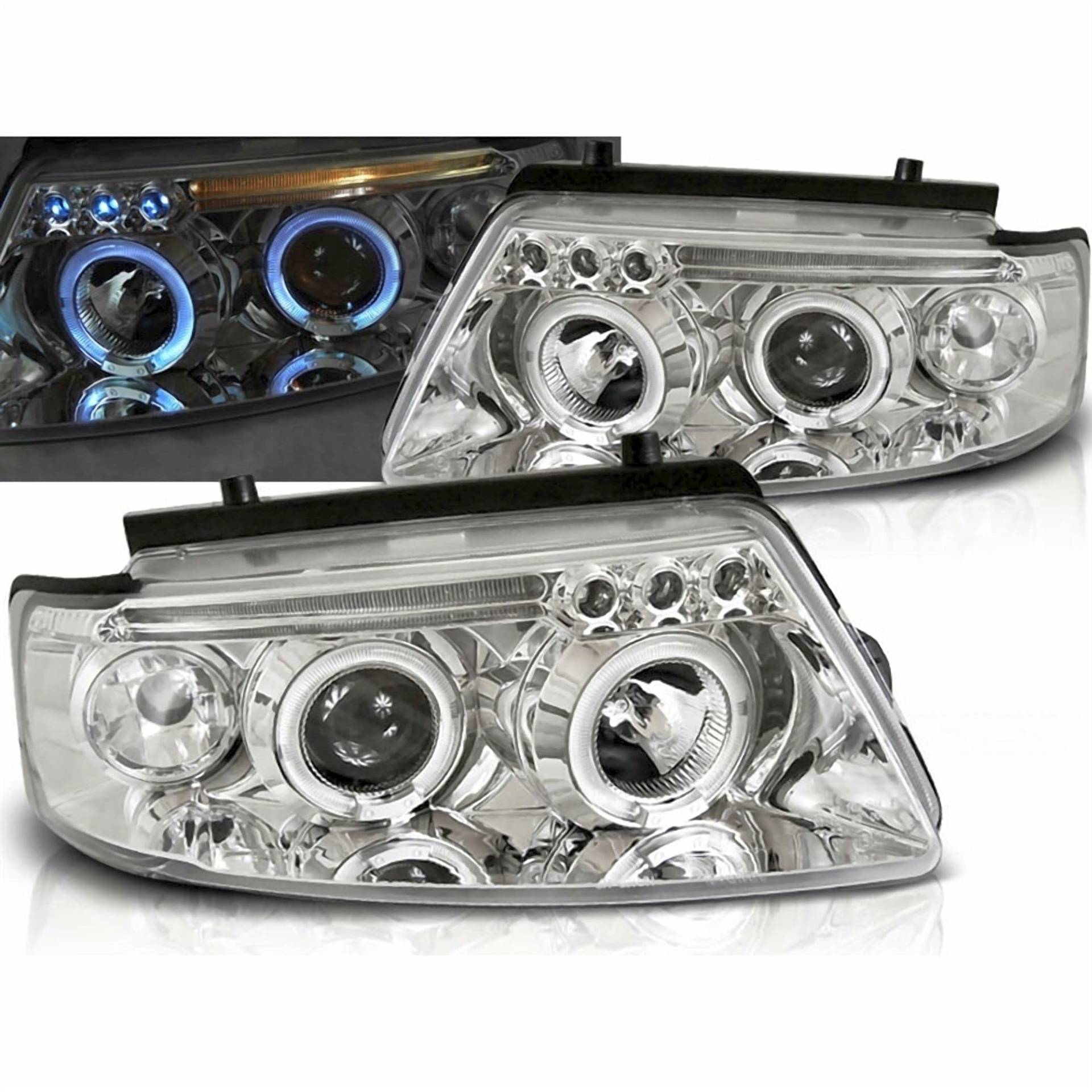 CR-Lights Angel Eyes Scheinwerfer Set in chrom für VW Passat B5 3B 11.1996-08.2000 von CR-Lights