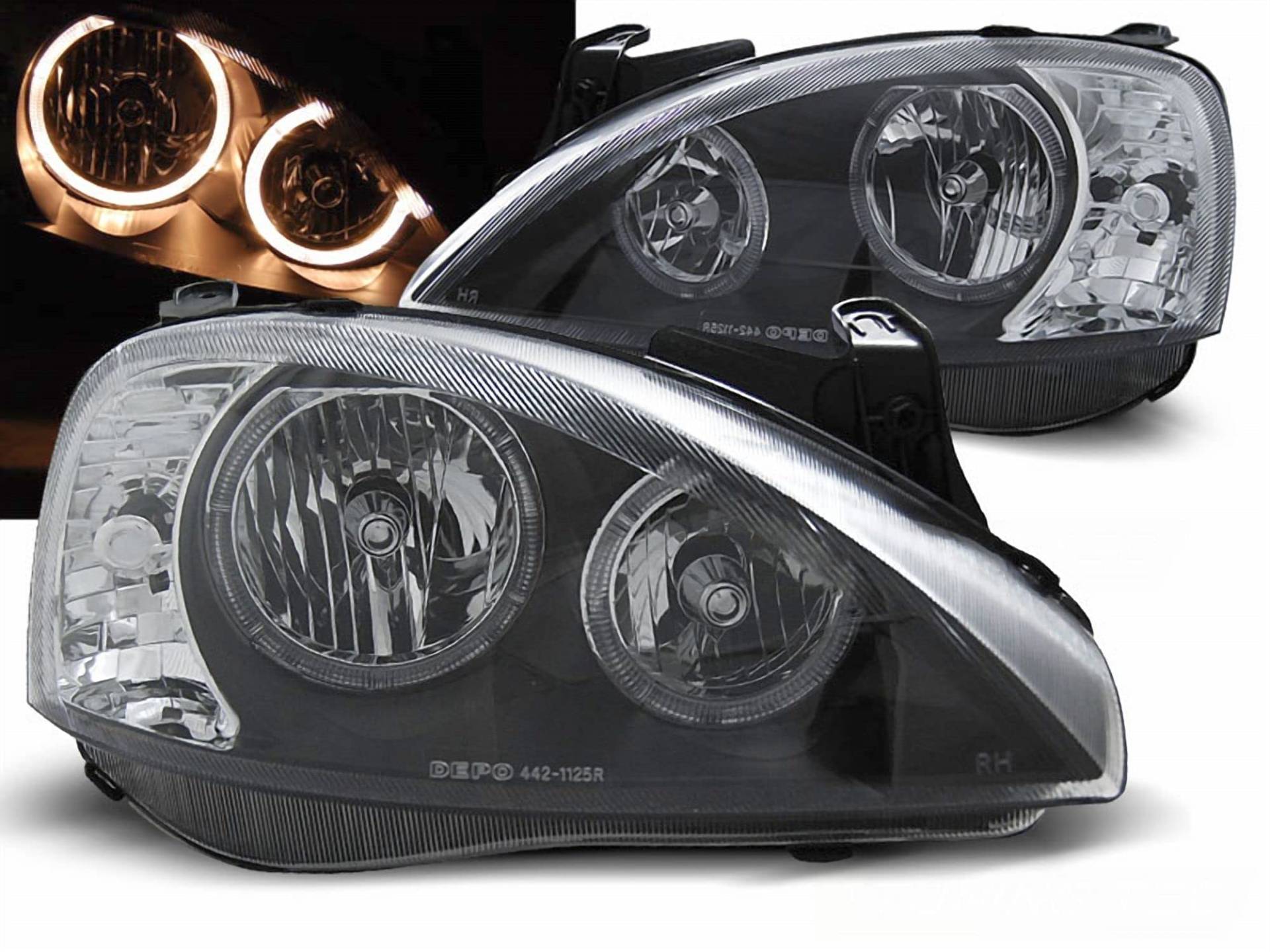 CR-Lights Angel Eyes Scheinwerfer Set in schwarz für Opel Corsa C 11.2000-09.06 von CR-Lights