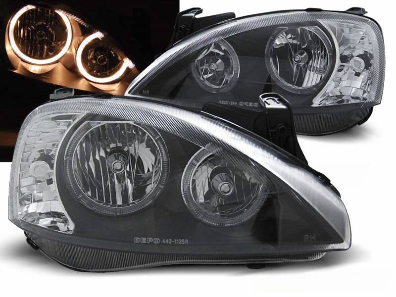 CR-Lights Angel Eyes Scheinwerfer Set in schwarz für Opel Corsa C 11.2000-09.06 von CR-Lights