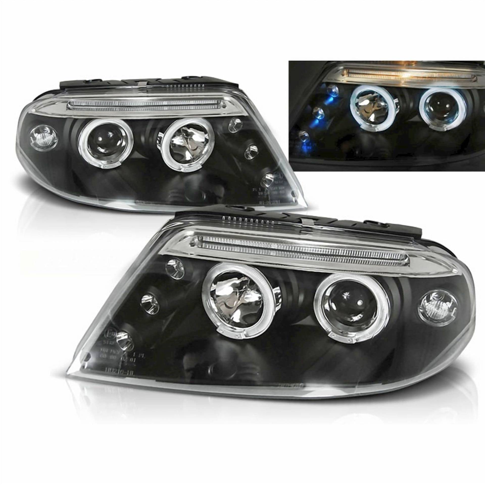 CR-Lights Angel Eyes Scheinwerfer Set in schwarz für VW Passat 3BG 09.2000-03.2005 von CR-Lights