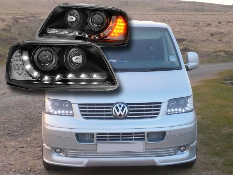 CR-Lights Für VW T5 04.2003-08.2009 Led Scheinwerfer in schwarz von CR-Lights