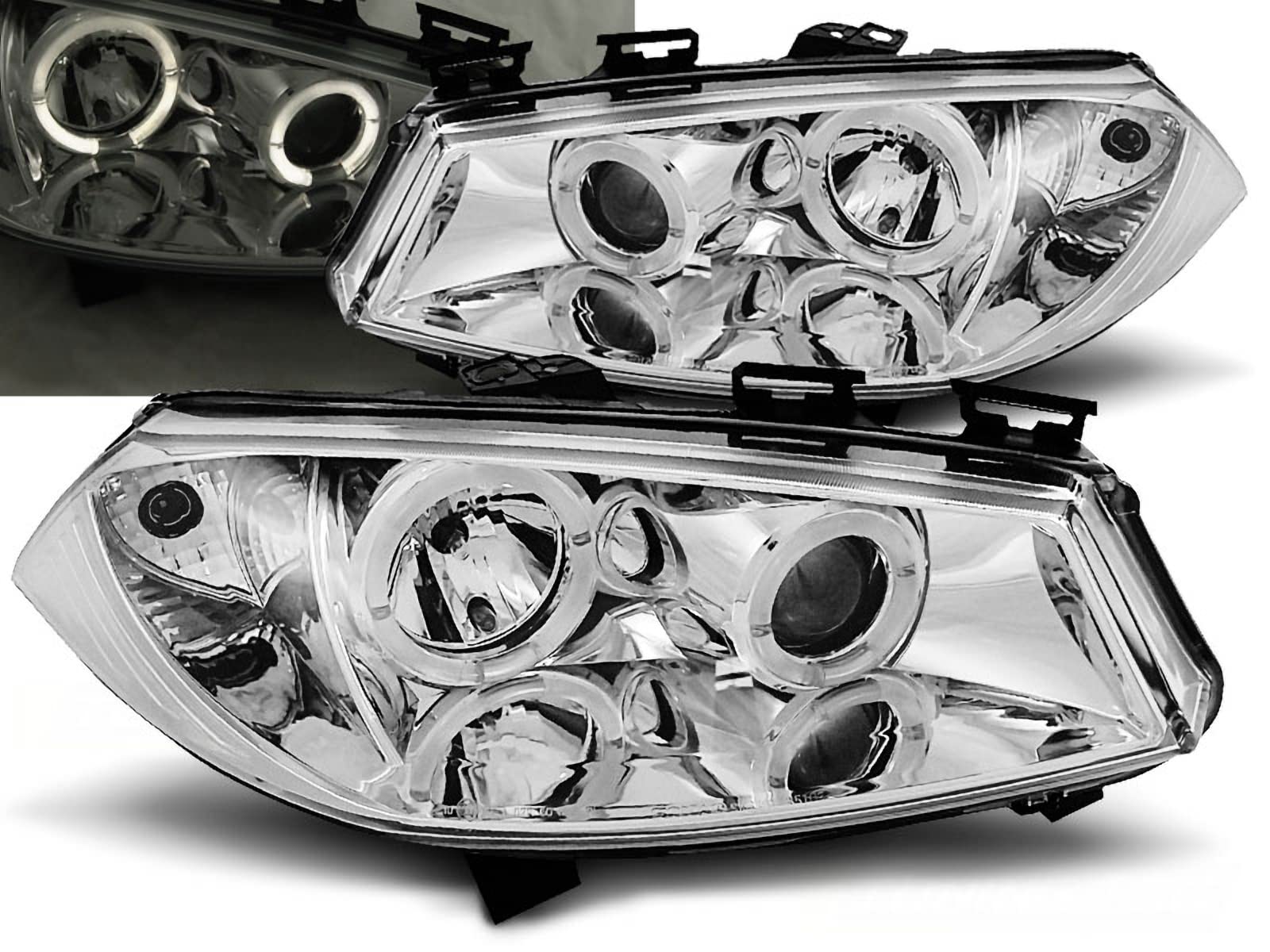 CR-Lights LED Angel Eyes Scheinwerfer Set in chrom für Renault Megane II 11.2002-2012.05 CR-Lights LED Angel Eyes Scheinwerfer Set in chrom für Renault Megane II 11.2002-2012.05 von CR-Lights