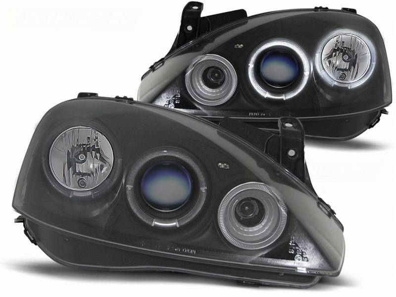 CR-Lights LED Angel Eyes Scheinwerfer für Opel Corsa C 2001-2006 schwarz von CR-Lights