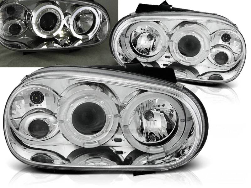 CR-Lights LED Angel Eyes Scheinwerfer für VW Golf IV 4 chrom inkl NSW 09.1997-09.2003 von CR-Lights