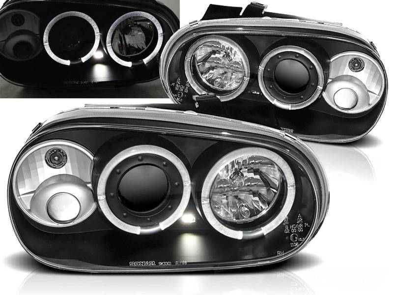 CR-Lights LED Angel Eyes Scheinwerfer für VW Golf IV 4 schwarz inkl. NSW 09.1997-09.2003 von CR-Lights