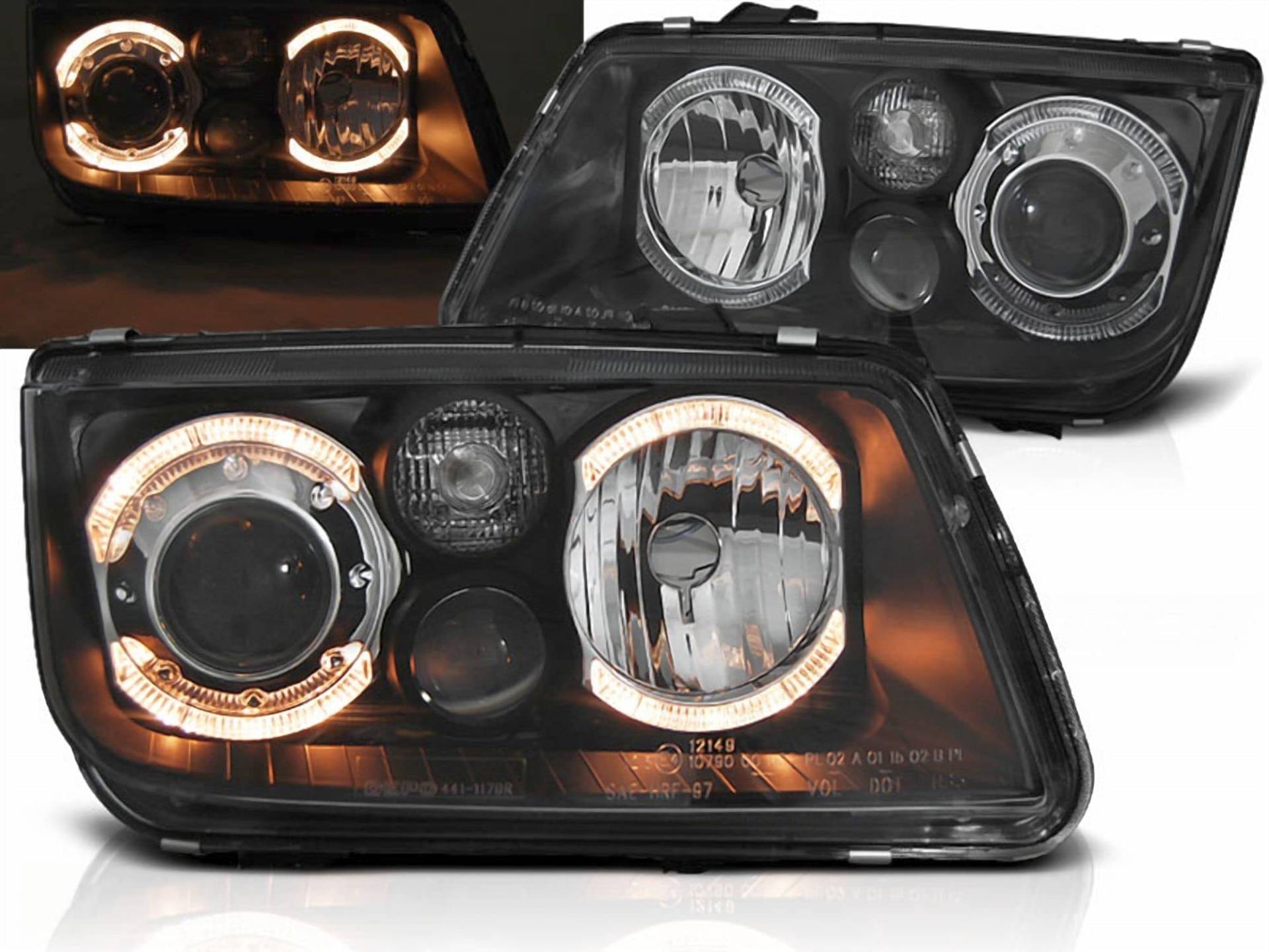 CR-Lights Scheinwerfer für VW Bora 98-05 Angel Eyes schwarz von CR-Lights