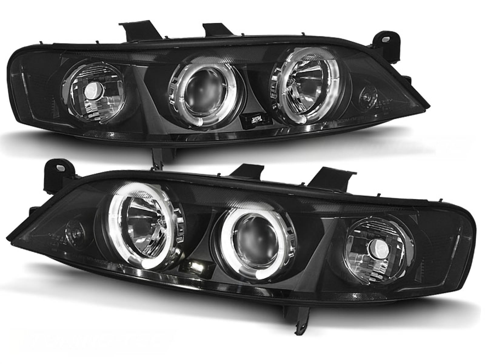 LED Angel Eyes Scheinwerfer Set in schwarz für Opel Vectra B 96-99 von CR-Lights