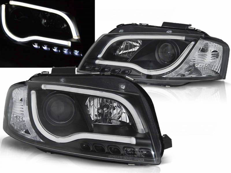 LED Scheinwerfer LightTube Set für Audi A3 8P 2003-2008- in schwarz von Tuning-Tec