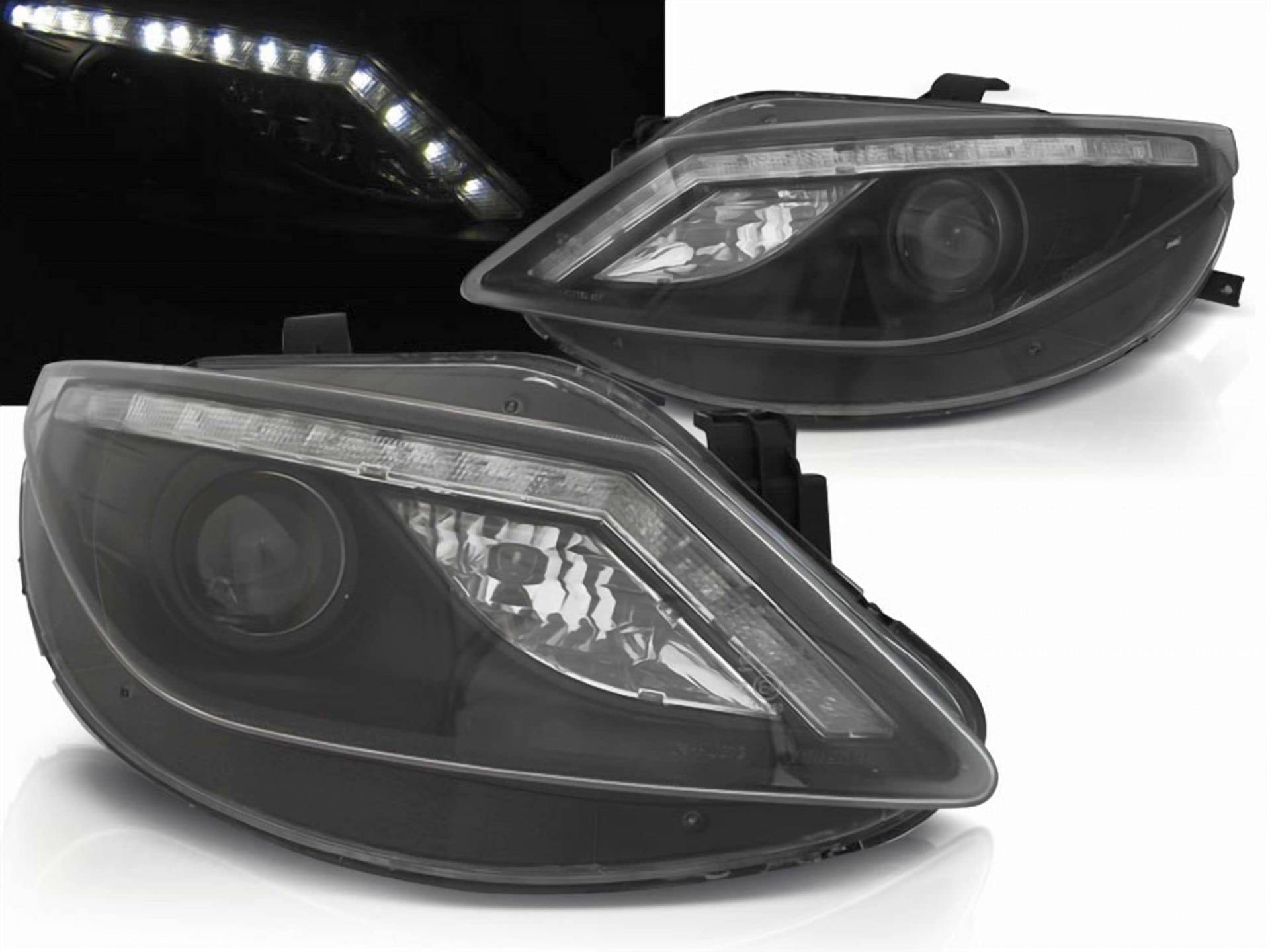 LED Scheinwerfer Set in schwarz für Seat Ibiza 6J 06.2008-2012 von CR-Lights