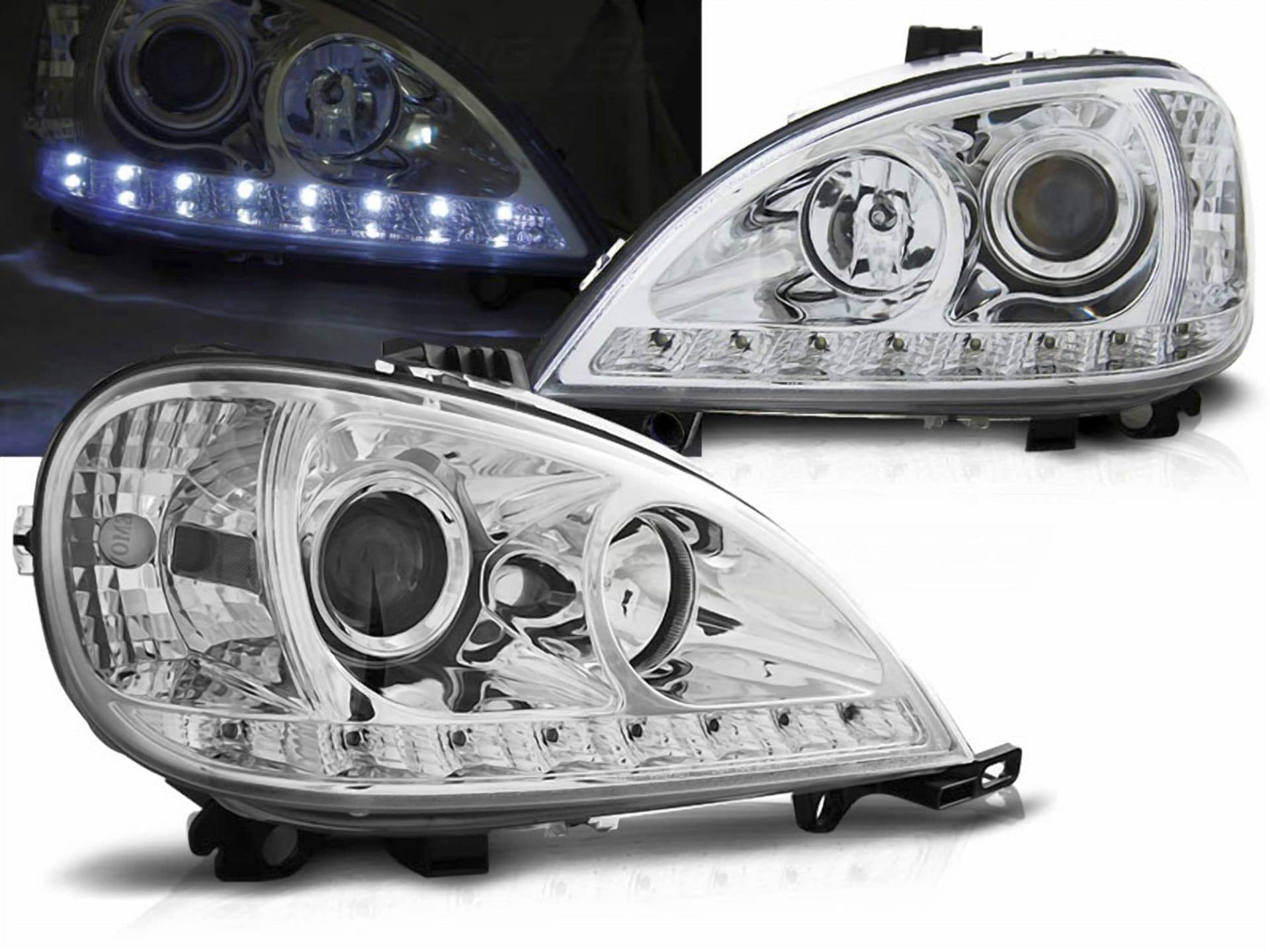 Led Scheinwerfer Set in chrom für Mercedes Benz W163 ML 09.2001-2005 Led Scheinwerfer Set in chrom für Mercedes Benz W163 ML 09.2001-2005 von CR-Lights