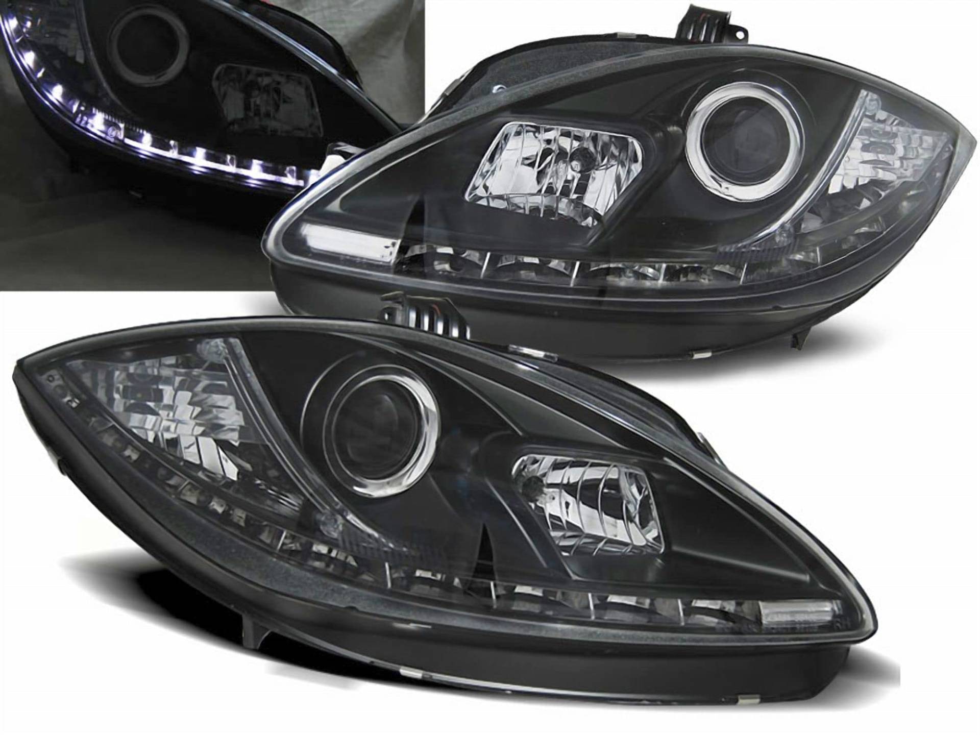 LED Scheinwerfer Set in schwarz für Seat Leon Altea1P1 2009-2012 von CR-Lights