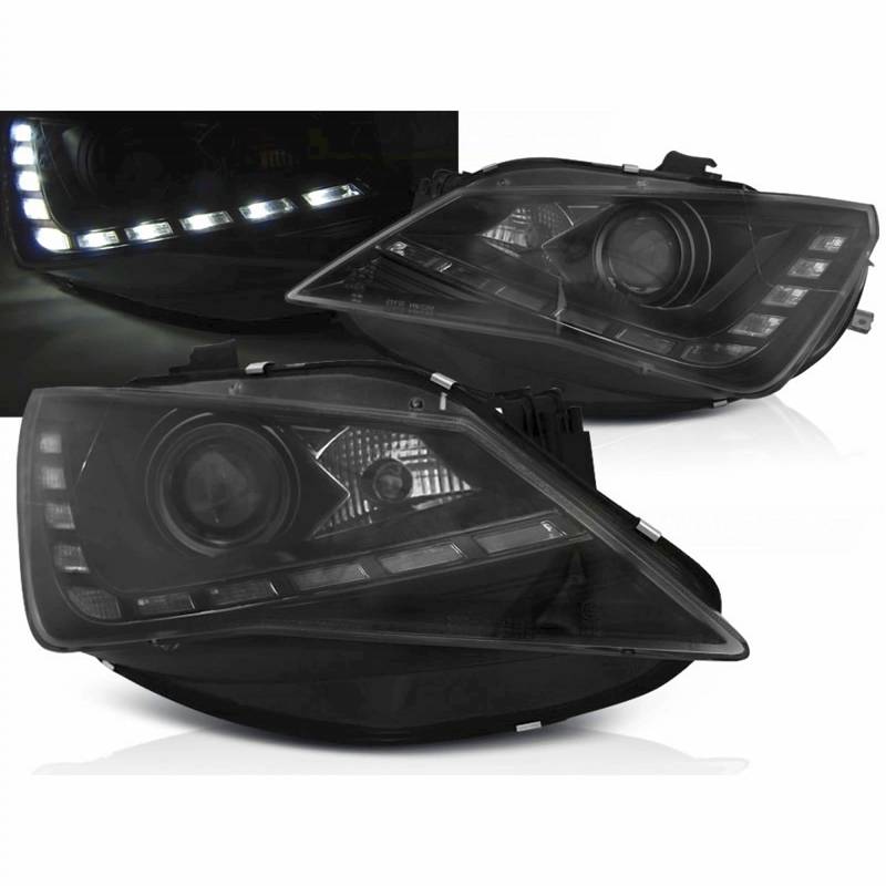 Led Tagfahrlicht Scheinwerfer in schwarz für Seat Ibiza 6J FL ab 2009-2015 von CR-Lights