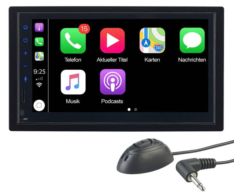 CREASONO Doppel DIN Carplay: 2-DIN-Autoradio mit Apple CarPlay, Freisprechfunktion, 17,1-cm-Display (Doppel DIN Radio Apple Carplay, Autoradio iPhone, Kfz Freisprechanlagen) von CREASONO