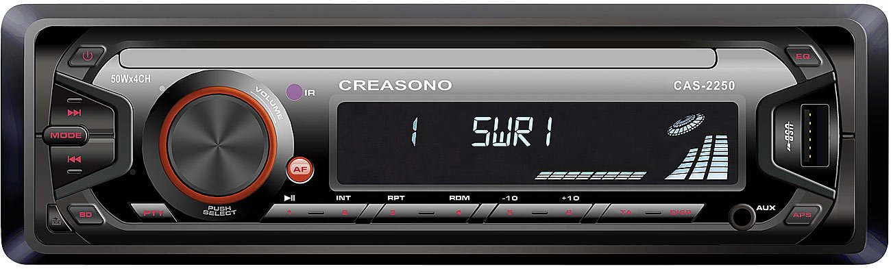 Creasono Autoradio einfach: MP3-RDS-Autoradio CAS-2250 mit USB-Port & SD-Slot, 4X 45 W (MP3-Autoradio (1-DIN), MP3-Autoradios, Karte) von CREASONO