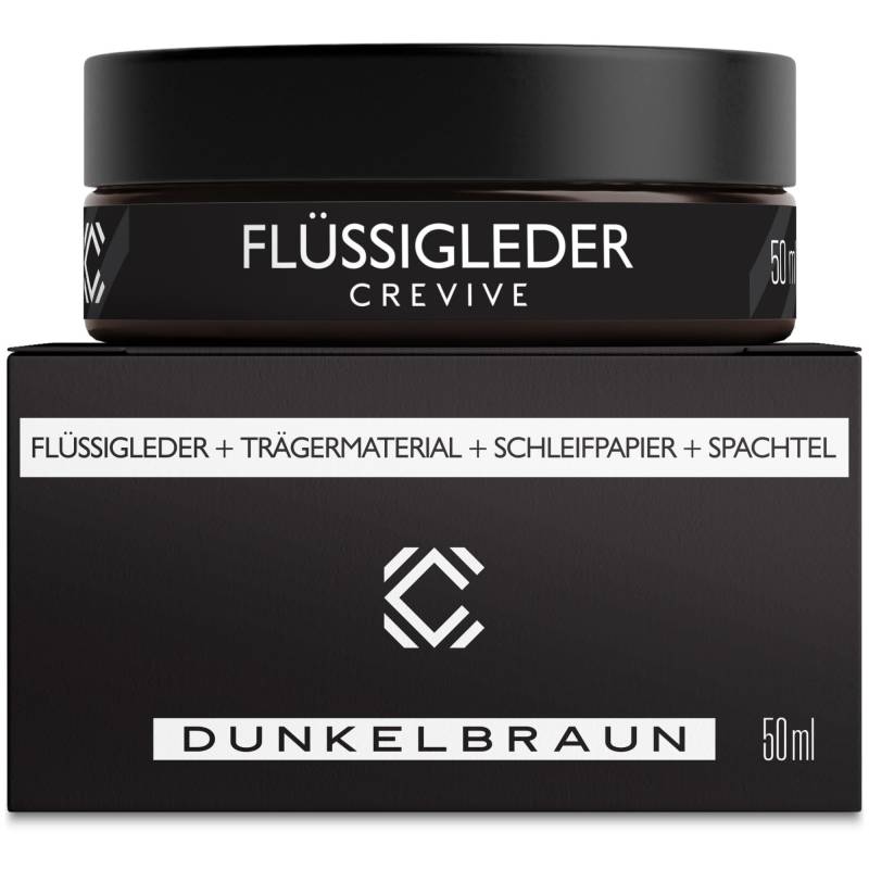 CREVIVE Flüssigleder Dunkelbraun 50 ml (Braun) - Leder Reparatur Set Dunkelbraun - Kunstleder Reparaturset - Lederreparaturset für Sofa, Couch, Lenkrad, Autositze von CREVIVE