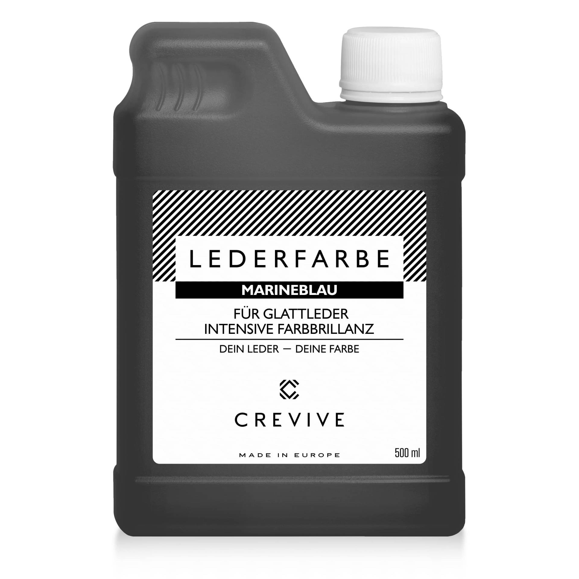 CREVIVE Lederfarbe 500 ml – Farbe wählbar – für Echtleder und Kunstleder zum färben und umfärben von Leder – Marineblau von CREVIVE