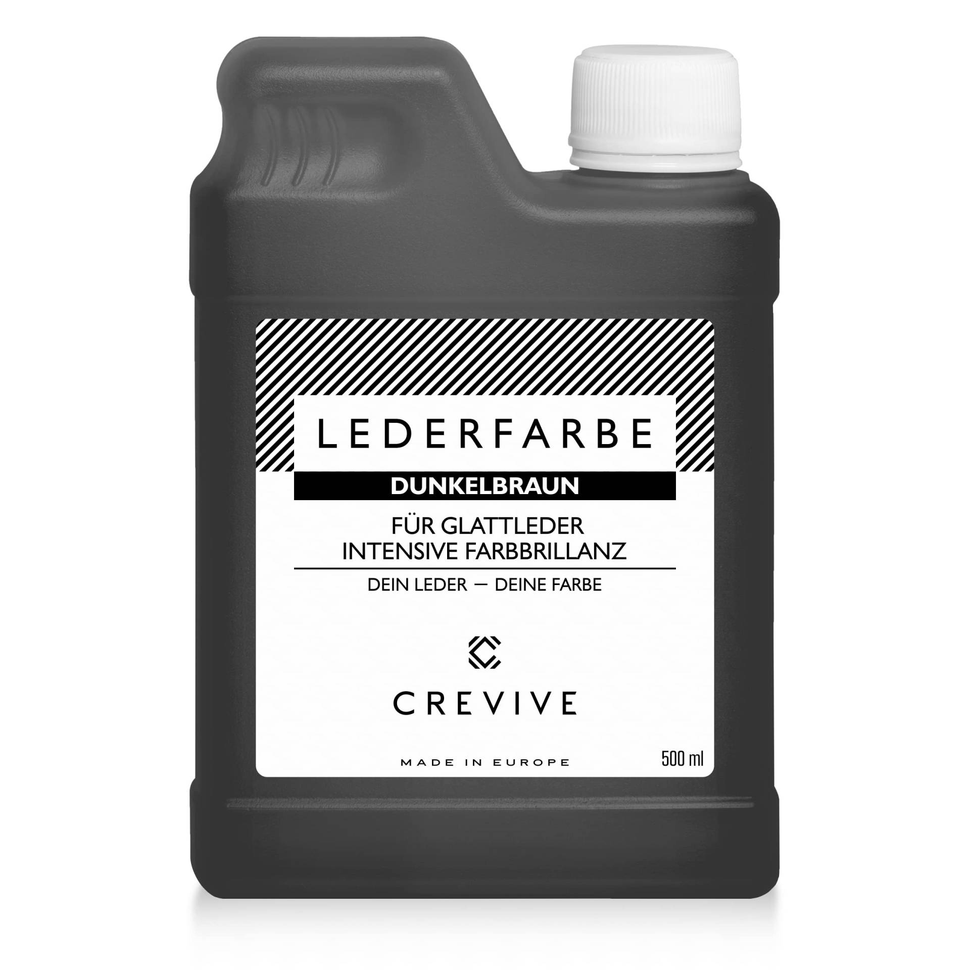 CREVIVE Lederfarbe 500 ml – Farbe wählbar – für Echtleder und Kunstleder zum färben und umfärben von Leder – Dunkelbraun von CREVIVE