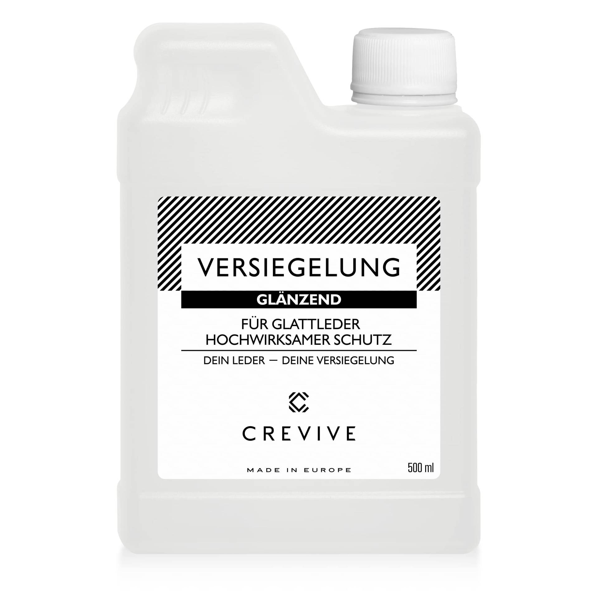 CREVIVE Leder Versiegelung 500 ml Glänzend oder Matt - Zum Schutz vor Verschmutzungen, wasserabweisend und zur Fixierung von Lederfarbe - Glänzend 500 ml von CREVIVE