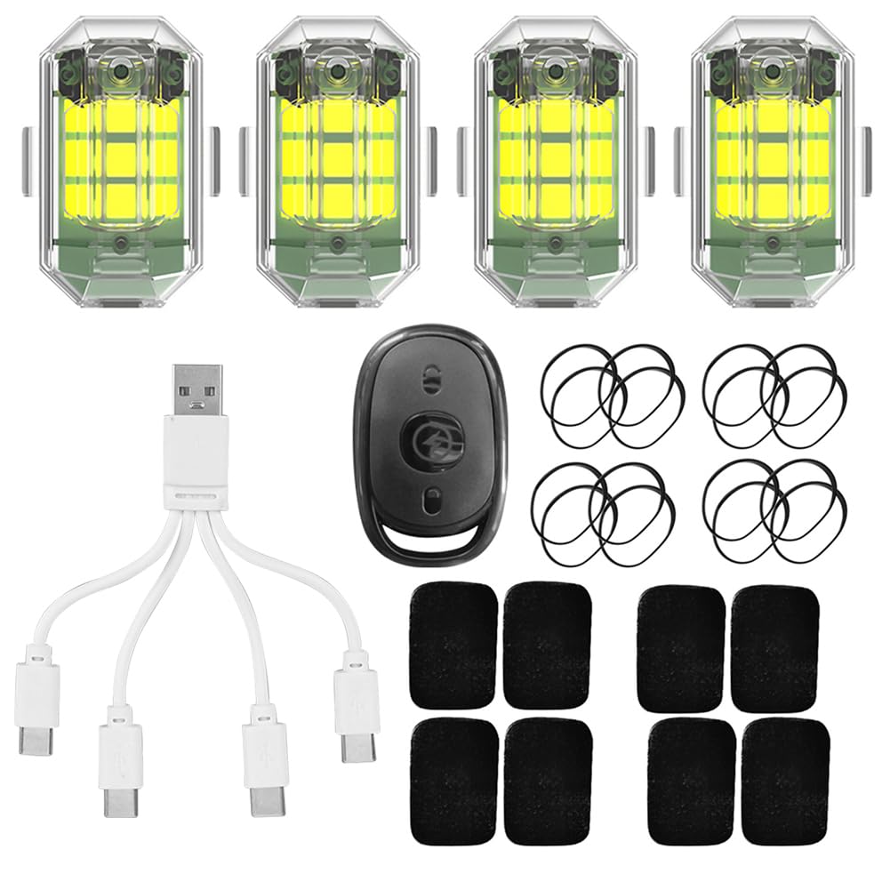 CRGANGZY 4 Stück Flugzeug-Blitzlampe, Micro-USB-Aufladung, M3, wasserdicht, 3,7 V, 350 mAh, hohe Helligkeit, Speicherfunktion for Motorrad CRGANGZY 4 Stück Flugzeug-Blitzlampe, Micro-USB-Aufladung, M3, wasserdicht, 3,7 V, 350 mAh, hohe Helligkeit, Speicherfunktion for Motorrad von CRGANGZY