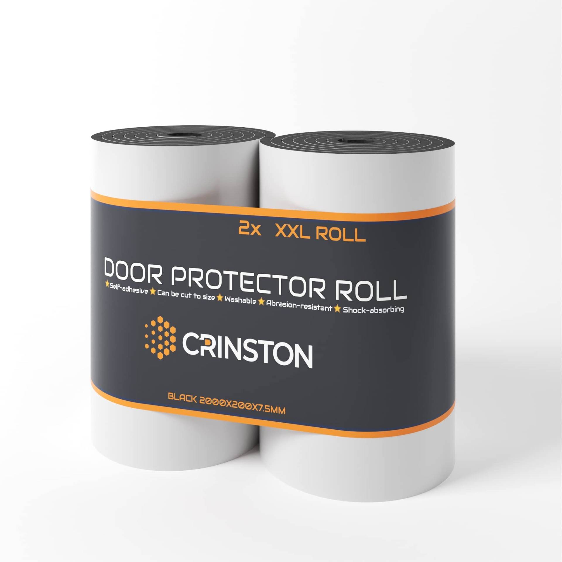 CRINSTON® Garagen-Wandschutz (2er Pack je 2m Lang) Extra Stoßfest & Selbstklebend - Türkantenschutz Auto Schwarz + Wasserabweisende Oberfläche. von CRINSTON