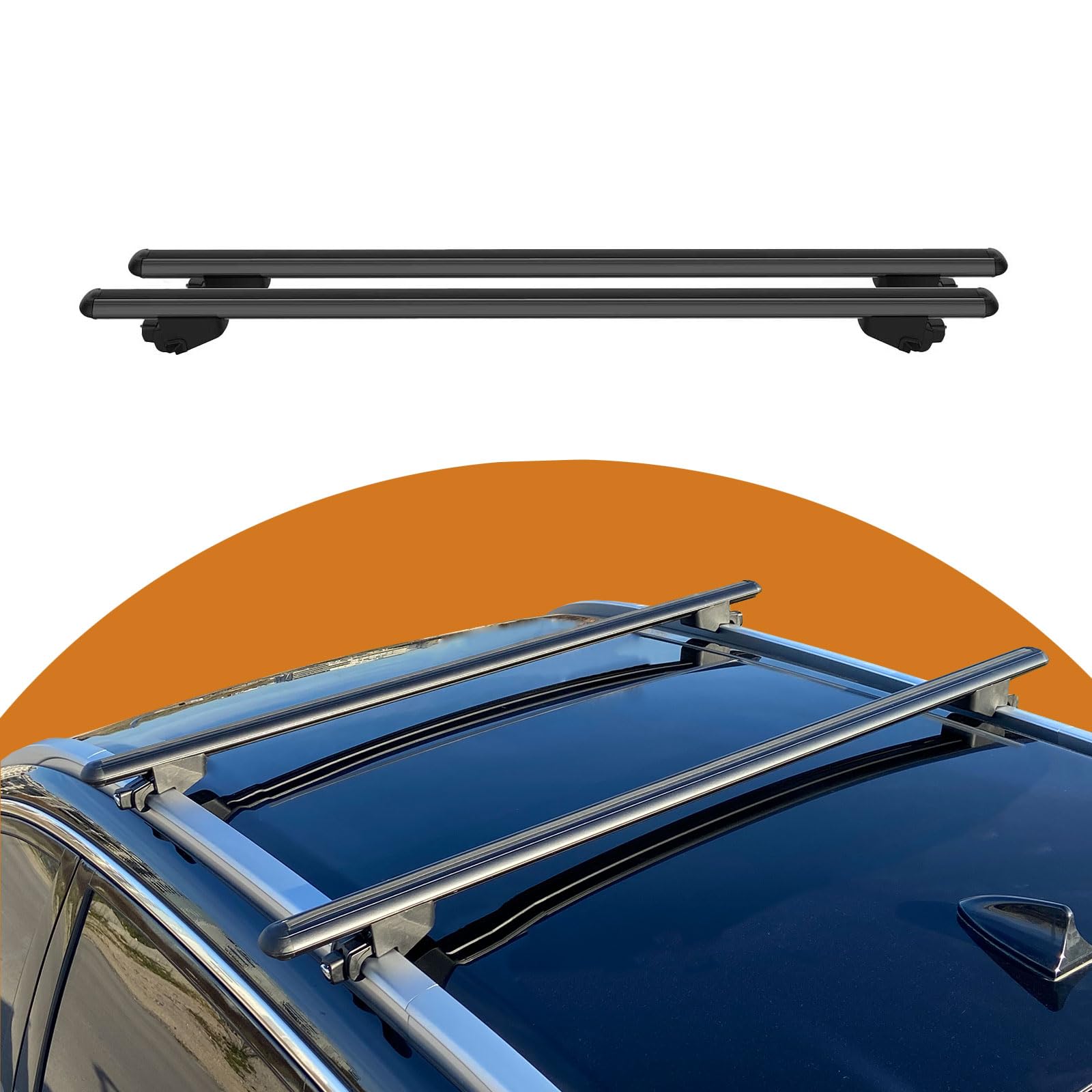 Cross Auto Accessories-Dachgepäckträger Kompatibel Mit Audi A4 Avant (B8) 2007-2015; Aluminium Abschließbare- Dachträger Für Autos Mit Bündigen Dachschienen, 2 Pcs Schwarz von CROSS AUTO ACCESSORIES