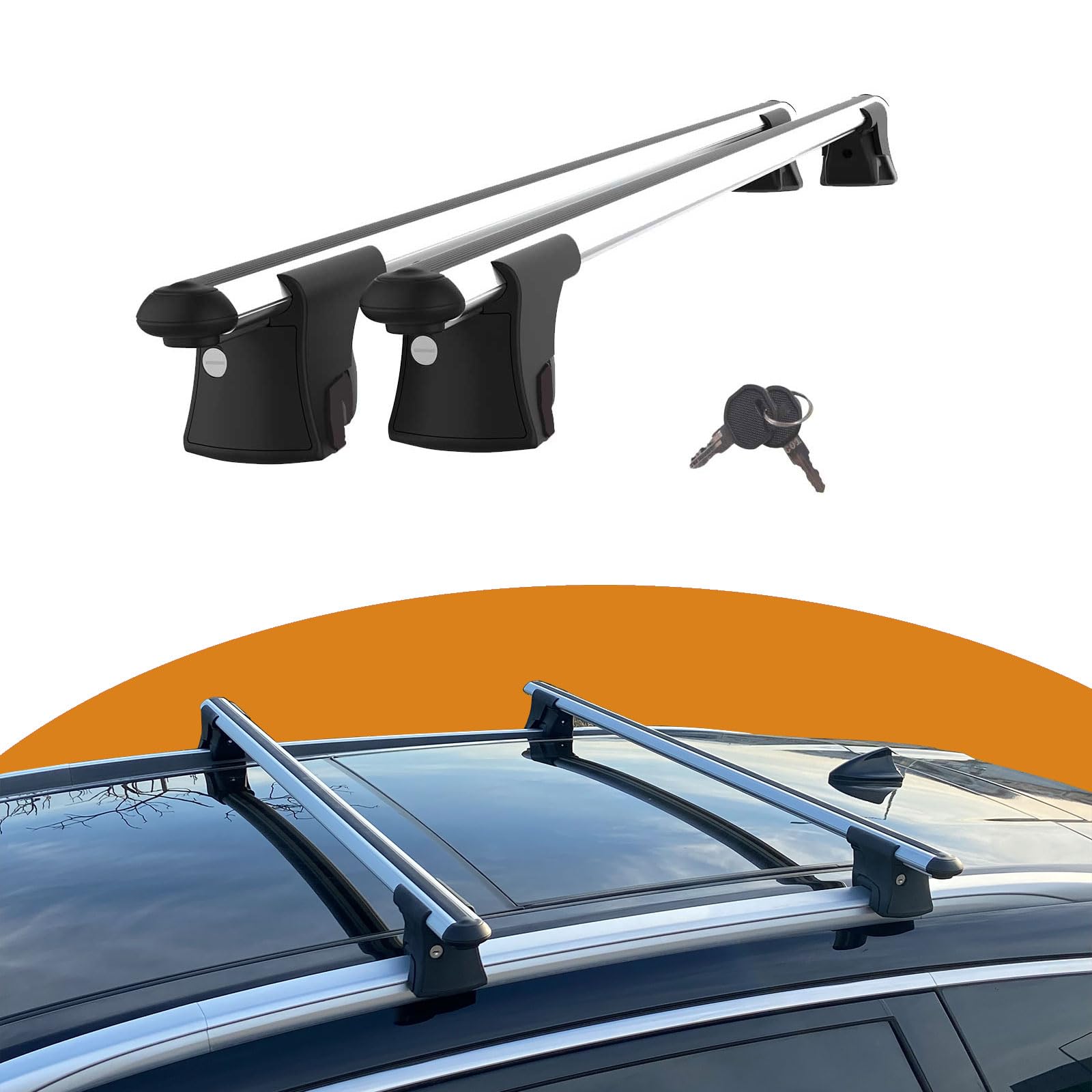 Cross Auto Accessories-Premium Dachträger Kompatibel Mit Volvo Xc90 Mk2 2015-2023; Querträger, Abschließbarer Träger Für Geschlossen-Spülung Dachschienen, 2 Pcs Grau von CROSS AUTO ACCESSORIES