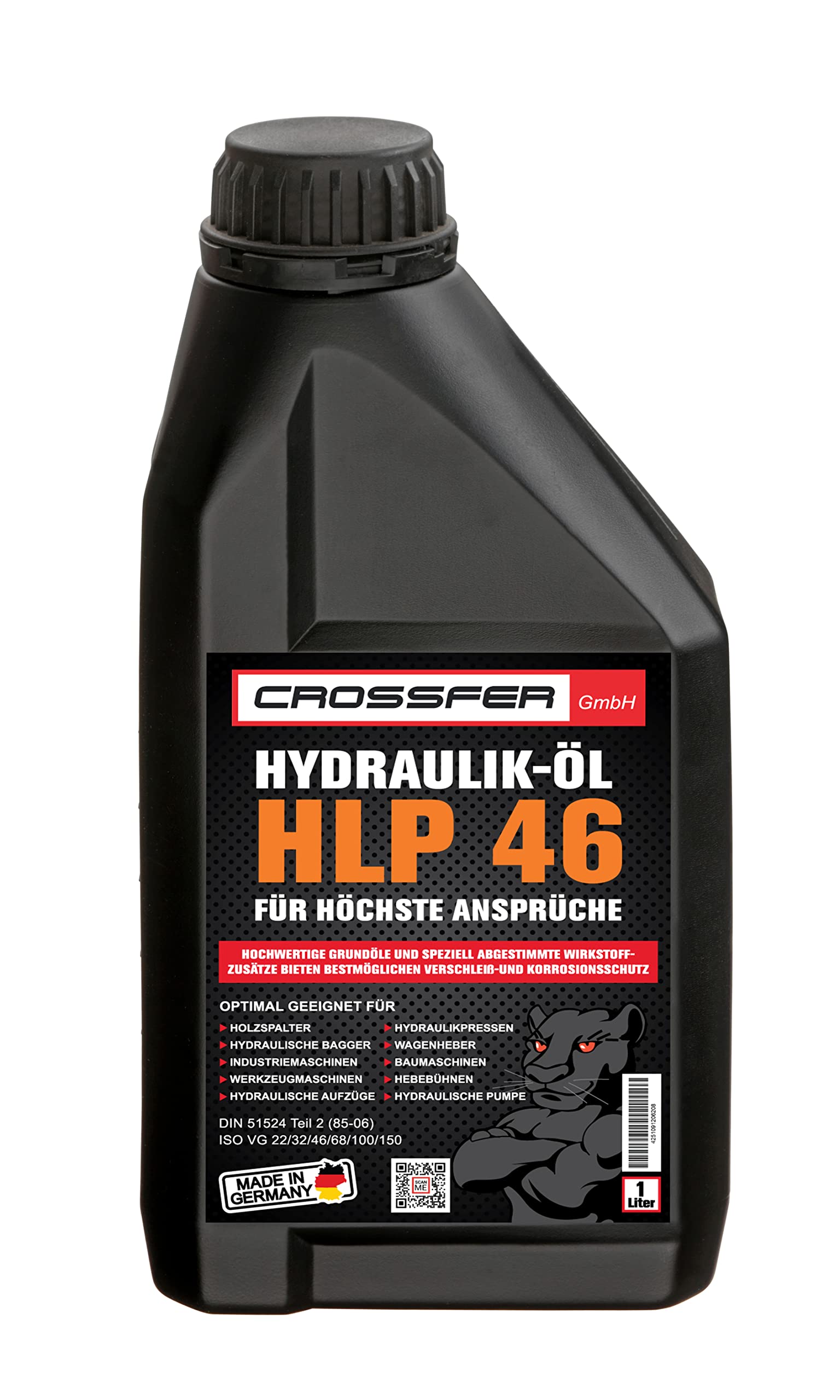 CROSSFER 1 Liter Kanister HLP46 Hydrauliköl für Hydraulikpressen, Holzspalter, Wagenheber, Hydraulikflüssigkeit mit 46er Viskosität von AUTDER