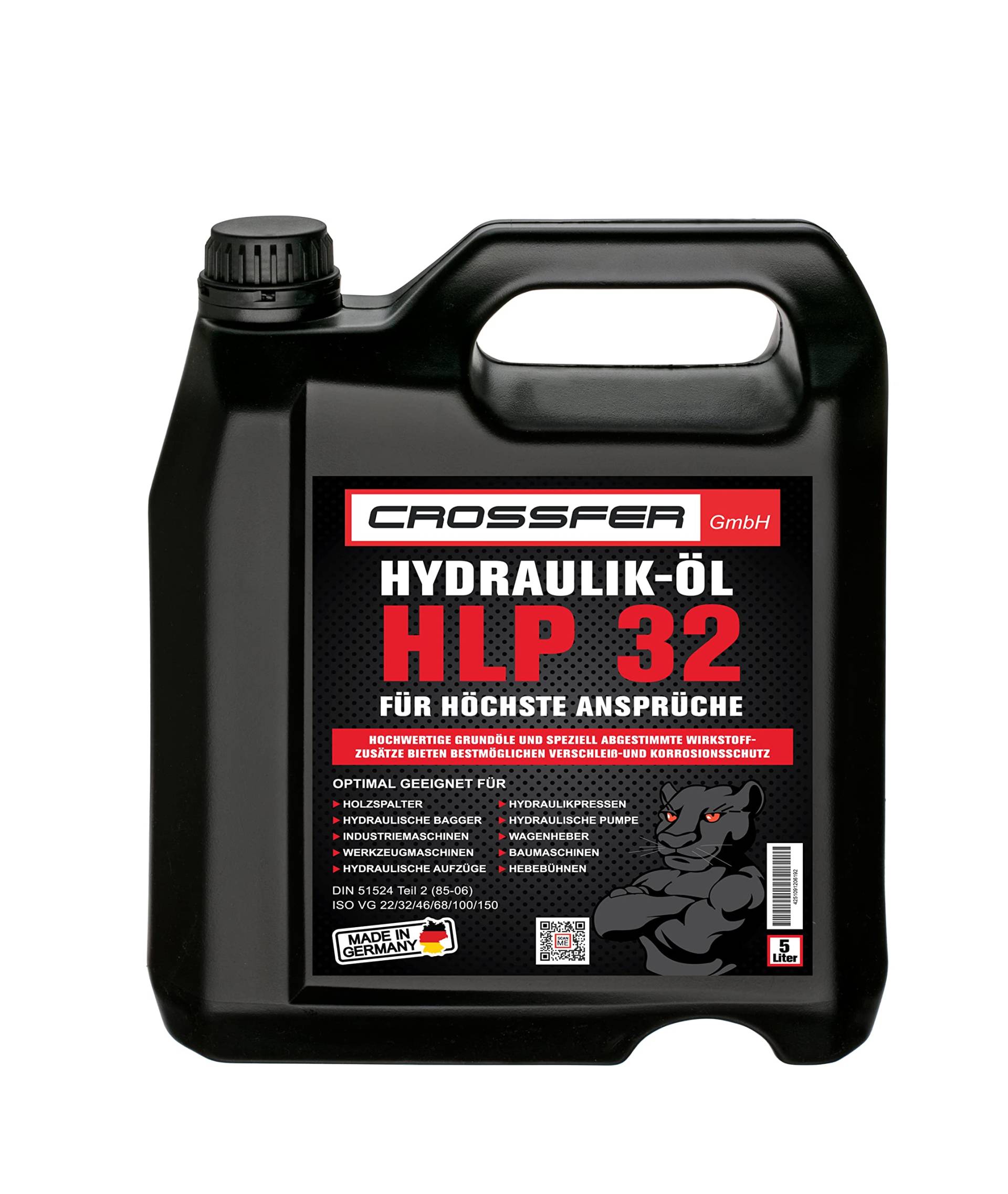 CROSSFER 5 Liter Kanister HLP32 Hydrauliköl für Hydraulikpressen, Holzspalter, Wagenheber, Hydraulikflüssigkeit mit 32er Viskosität von AUTDER
