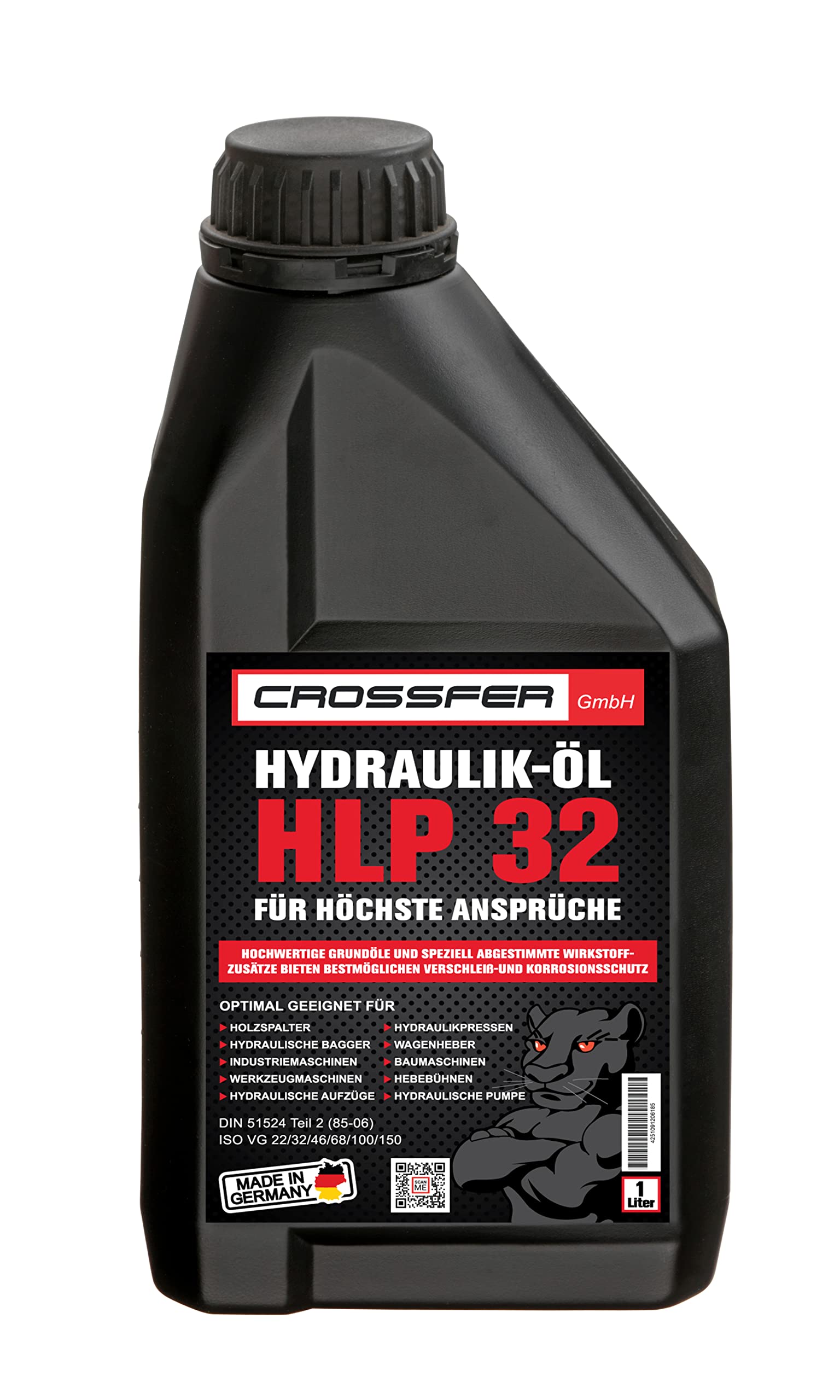 Hydrauliköl HLP32 1 Liter für Hydraulikpressen, Holzspalter, Wagenheber, Hydraulikflüssigkeit Hydraulikfluid 32er Viskosität von CROSSFER