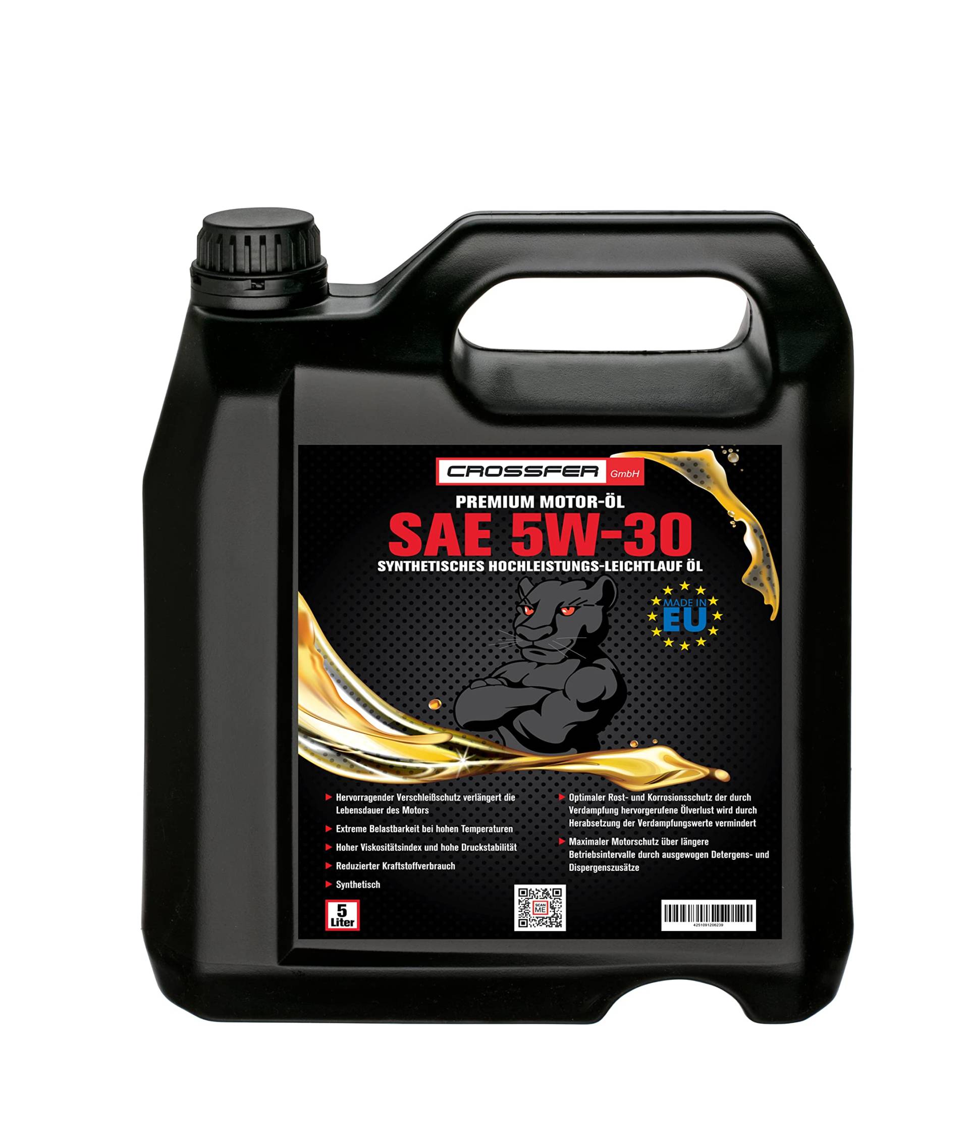 CROSSFER Motoröl 5 Liter SAE-5W30 Synthetiköl Schmieröl Hochleistungs Leichtlauf Motorenöl für Benzin-und Dieselmotoren CROSSFER Motoröl 5 Liter SAE-5W30 Synthetiköl Schmieröl Hochleistungs Leichtlauf Motorenöl für Benzin-und Dieselmotoren von CROSSFER
