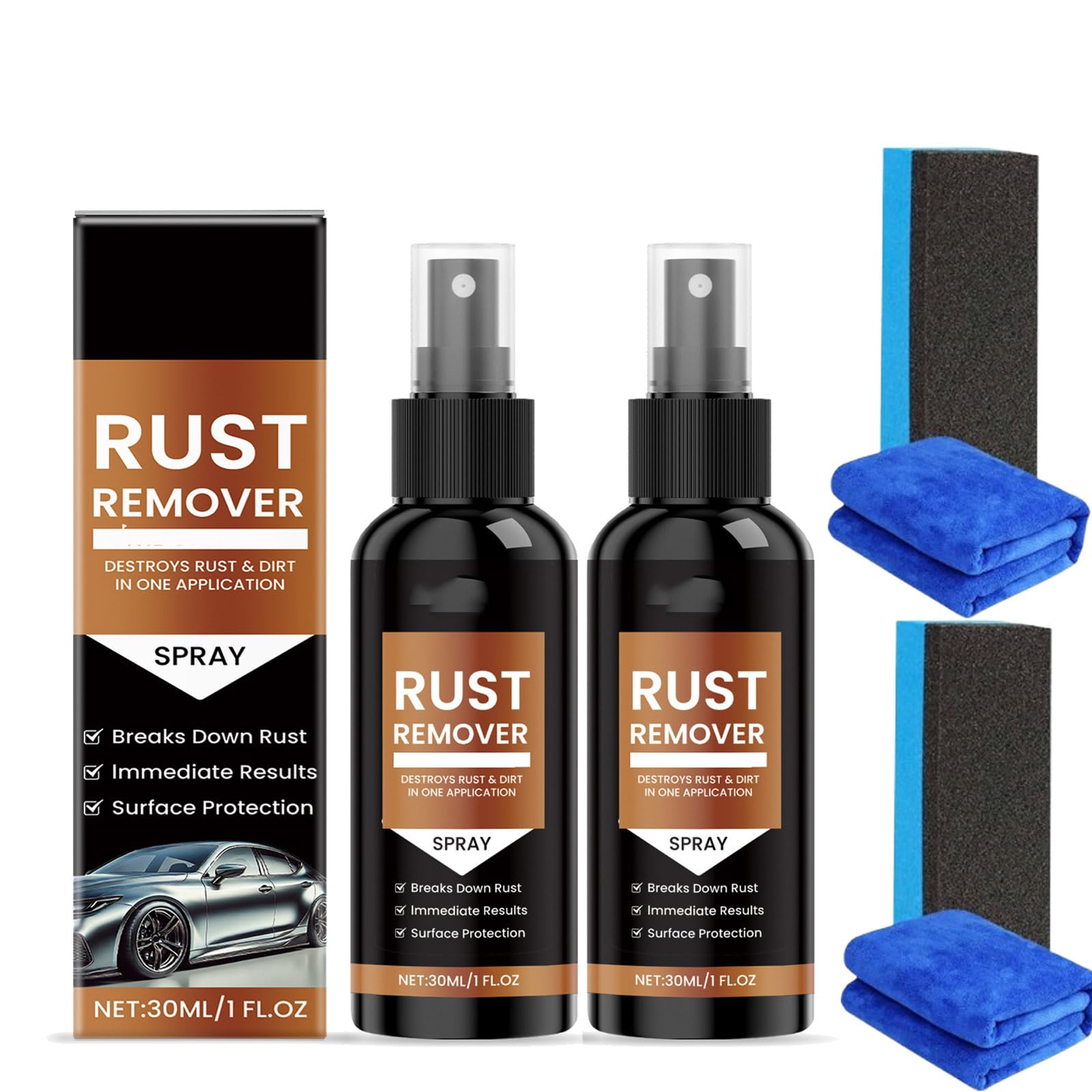 CRTZHA Nexa Rust Remover Spray, Nexa Car Scratch Remover, RustRemover for Metal, Upgraded Nexa2.0 Anti Rusts Iron Out Spray (2PCS) von CRTZHA