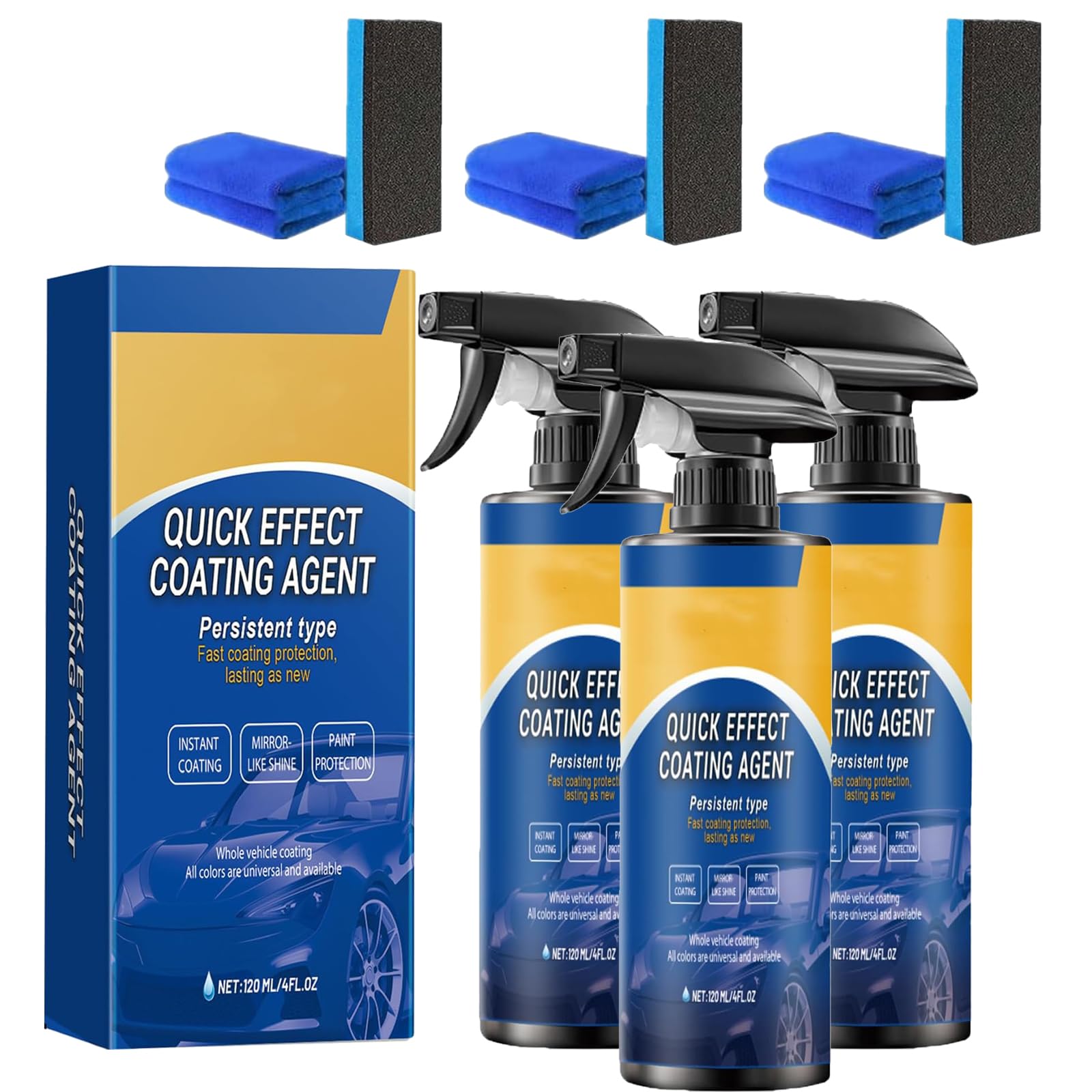 CRTZHA Sopami Spray Auto, Sopami Quick Effect Coating Agent, Advanced Car Quick-Acting Coating AgentSpray, Multi-Functional Car CoatingSpray, Waterless Wash, Easy to Use (3PCS) von CRTZHA