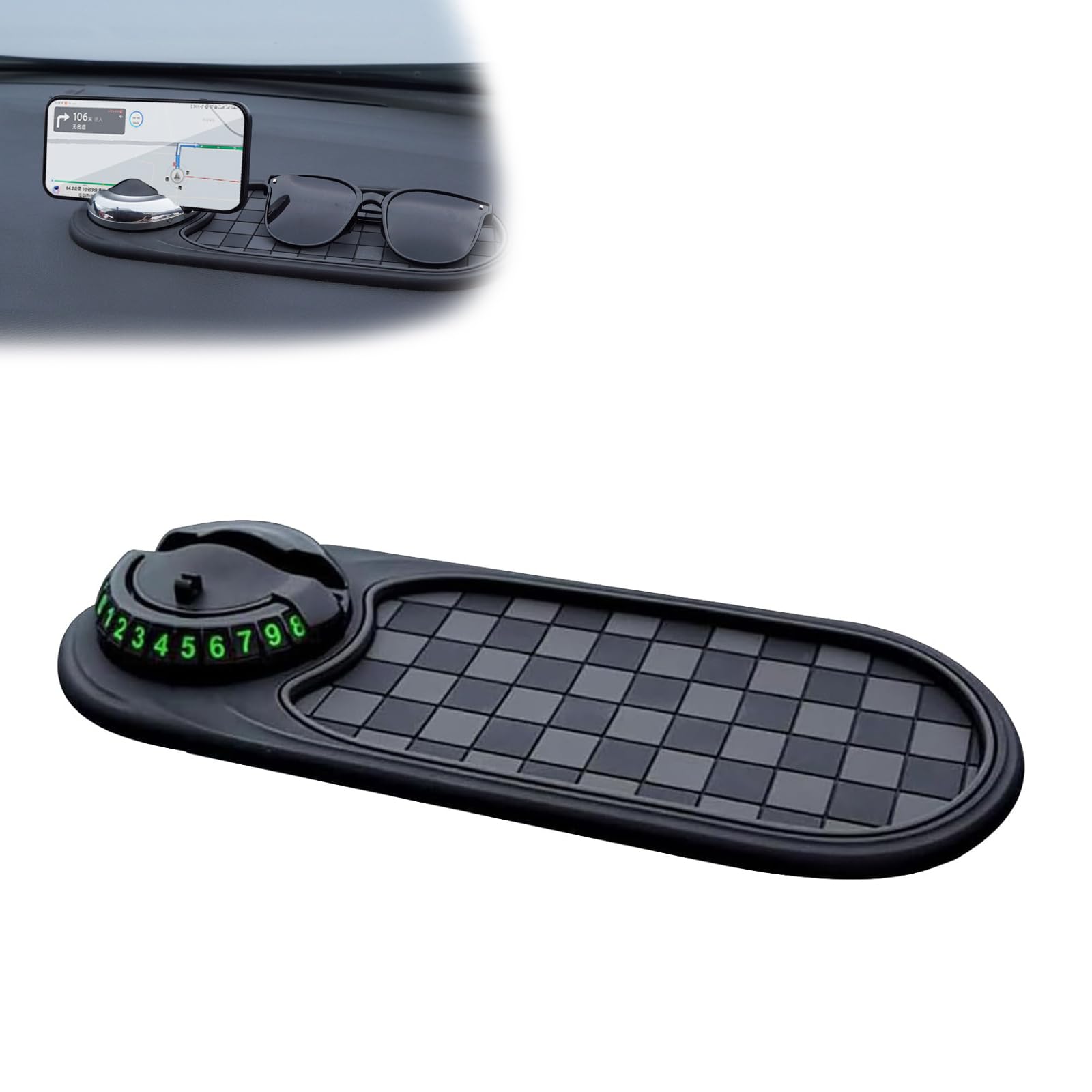 Guidelinel Multifunktions-Antirutschmatte fürs Auto, 2025 Neue Multifunktions-Universal-Armaturenbrettmatte fürs Armaturenbrett, mit temporärer Parknummer für das Armaturenbrett (Gray-Black) von CRTZHA
