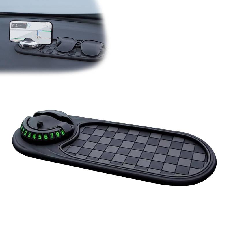Guidelinel Multifunktions-Antirutschmatte fürs Auto, 2025 Neue Multifunktions-Universal-Armaturenbrettmatte fürs Armaturenbrett, mit temporärer Parknummer für das Armaturenbrett (Gray-Black) von CRTZHA