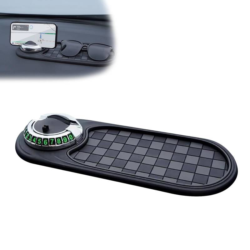 Guidelinel Multifunktions-Antirutschmatte fürs Auto, 2025 Neue Multifunktions-Universal-Armaturenbrettmatte fürs Armaturenbrett, mit temporärer Parknummer für das Armaturenbrett (Gray-Silver) von CRTZHA