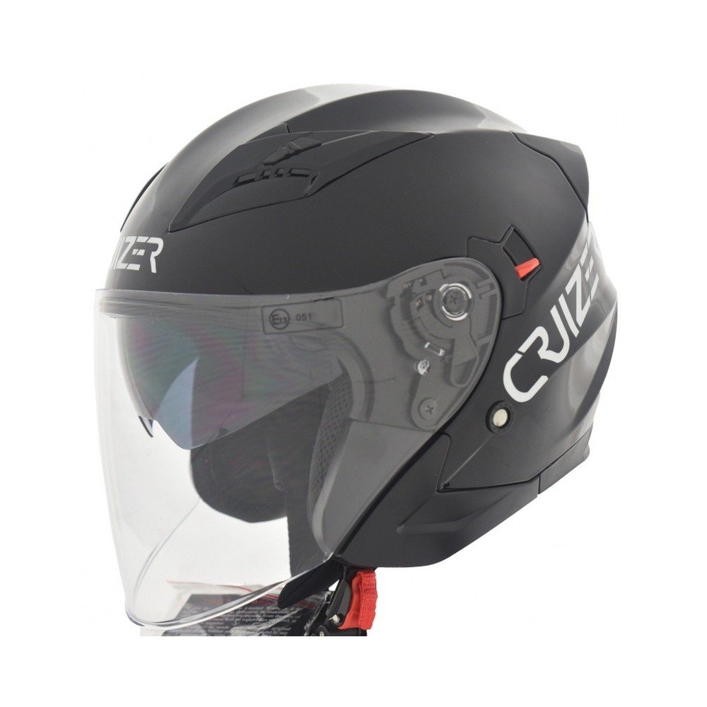 CRUIZER Helm Moto Jet ECE, doppeltes Visier, schwarz glänzend, Größe M von CRUIZER