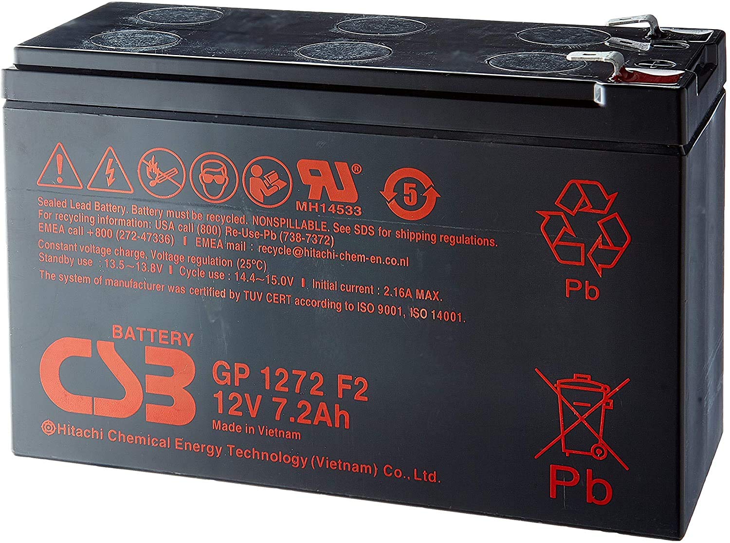CSB Battery GP 1272 Standby USV GP1272F2 Bleiakku 12V 7.2Ah Blei-Vlies (AGM) (B x H x T) 150 x 97 x CSB Battery GP 1272 Standby USV GP1272F2 Bleiakku 12V 7.2Ah Blei-Vlies (AGM) (B x H x T) 150 x 97 x von CSB Battery