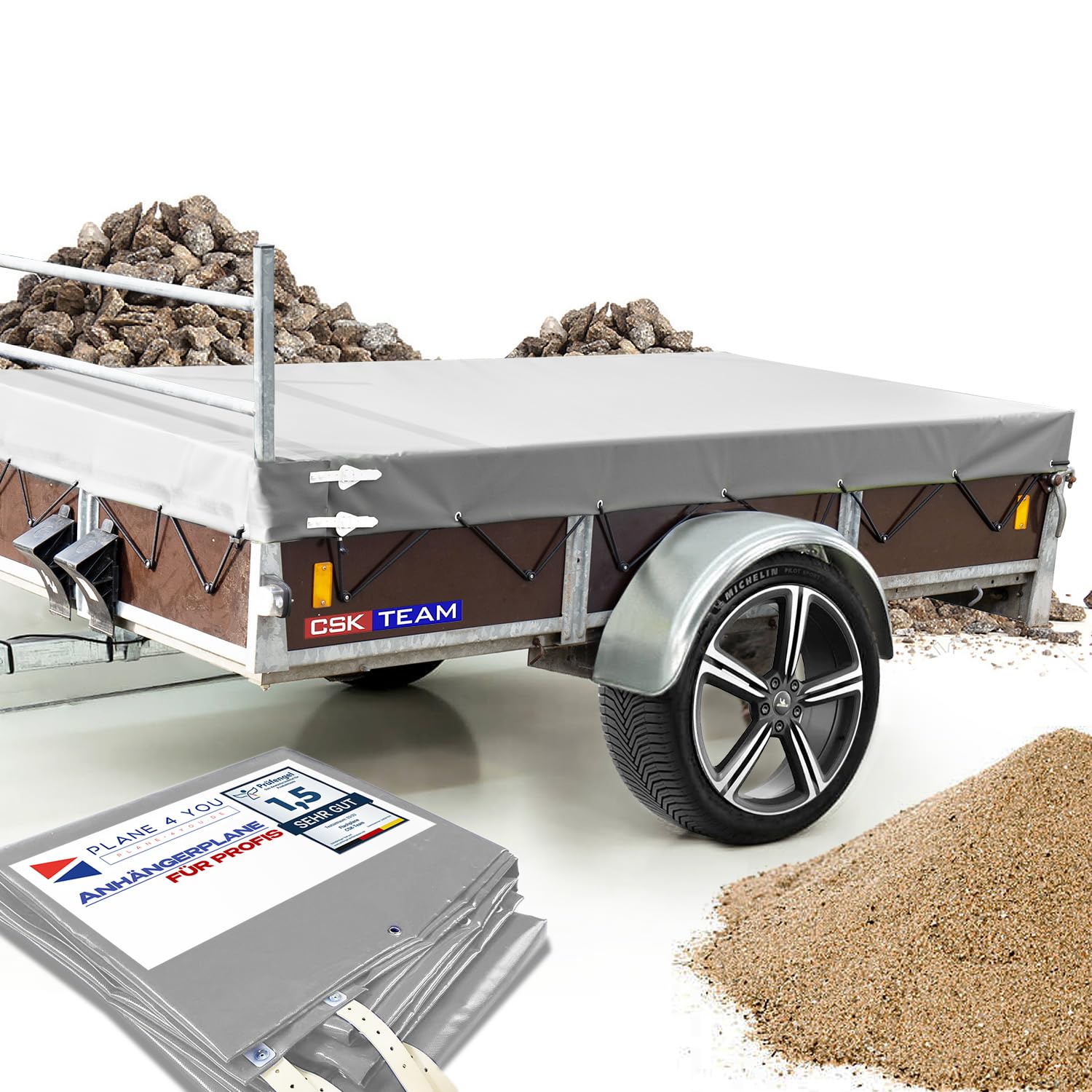 Hochwertige Anhängerplane Flachplane für PKW-Anhänger Saris Woody mit H Gestell und Rehling Wetterfeste Abdeckung für Anhänge 217 x 133 x 15 PVC Plane Hochglanzlackiert 680gr Transportschutz Lichtgrau Hochwertige Anhängerplane Flachplane für PKW-Anhänger Saris Woody mit H Gestell und Rehling Wetterfeste Abdeckung für Anhänge 217 x 133 x 15 PVC Plane Hochglanzlackiert 680gr Transportschutz Lichtgrau von CSK-Team