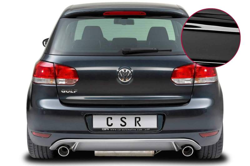 CSR-Automotive Heckansatz Heckspoilerlippe Kompatibel mit/Ersatz für VW Golf 6 Schwarz Glänzend von CSR-Automotive
