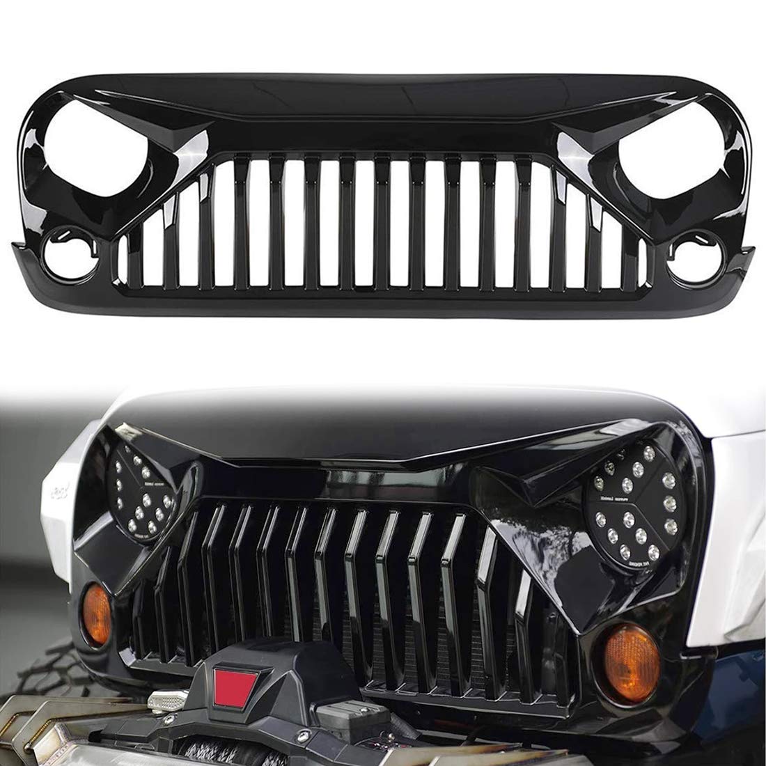 CStern Frontgrill Kühlergrill Kühlergitter Lüftungsgitter Glänzend Schwarz für Jeep Wrangler JK 2007-2018 von CStern