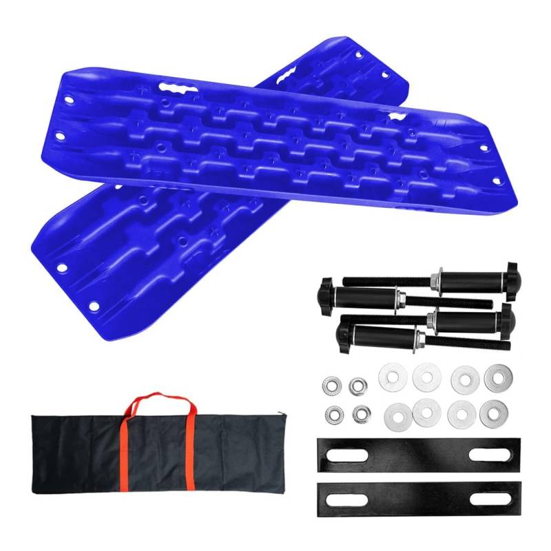 CStern 2 Stücke Sandbleche Traktionshilfe Anfahrhilfe Recovery Board Offroad Tracks Blau Geeignet für den Außeneinsatz bei Schnee, Sand, Schlamm für Geländewagen Wohnmobil PKW LKW von CStern