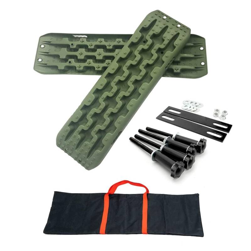 CStern 2 Stücke Sandbleche Traktionshilfe Anfahrhilfe Recovery Board Offroad Tracks Grün Geeignet für den Außeneinsatz bei Schnee, Sand, Schlamm für Geländewagen Wohnmobil PKW LKW von CStern