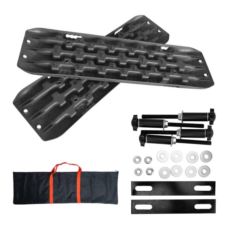 CStern 2 Stücke Sandbleche Traktionshilfe Anfahrhilfe Recovery Board Offroad Tracks Schwarz Geeignet für den Außeneinsatz bei Schnee, Sand, Schlamm für Geländewagen Wohnmobil PKW LKW von CStern