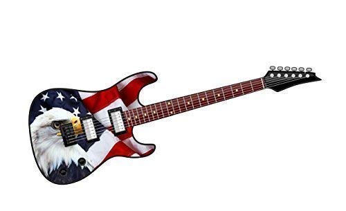 Cooler E-Gitarre Design mit American Eagle & US Flagge Motiv Vinyl Auto-Aufkleber Abziehbild 150x50mm von CT Design