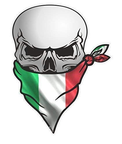 Gothic Biker Totenkopf mit Gesicht Bandana Il Tricolore Flagge Motiv Vinyl Auto Aufkleber 110x85mm von Ctd von CT Design