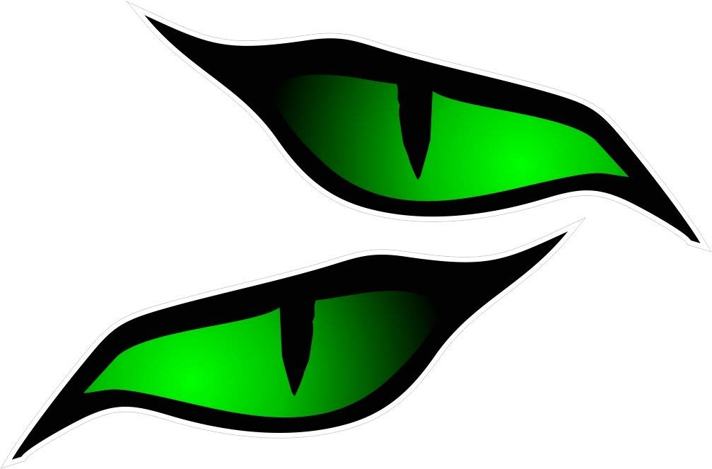 Groß Paar Böse Augen Ösen Aufkleber Grün in Farbe Vinyl Auto Motorrad Helm Aufkleber Jedem 140x60mm von CT Design