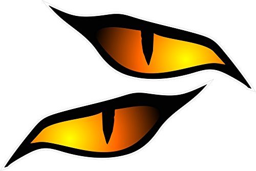 Groß Paar Böse Augen Ösen Aufkleber Orange in Farbe Vinyl Auto Motorrad Helm Aufkleber Jedem 140x60mm von CT Design
