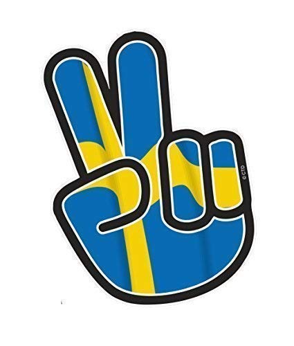 Hippie Stil Peace Hand Design mit Schweden Schwedisch Landesflagge Motiv Vinyl Auto Aufkleber 120x85mm Ca. von Ctd von CT Design